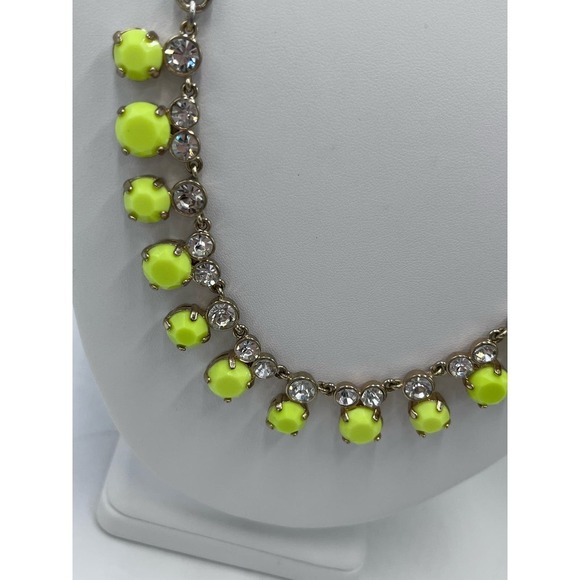J. Crew Prong Set Neon Yellow and Bezel Set Clear Rhinestone Necklace - Picture 4 of 7